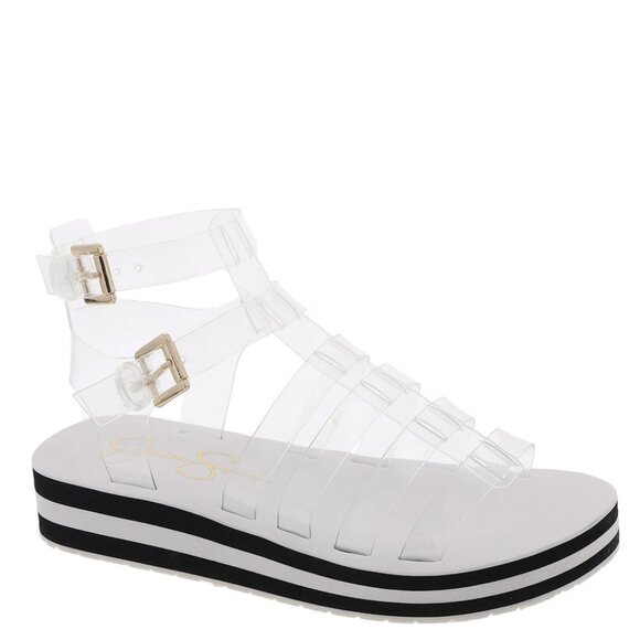 NEW JESSICA SIMPSON Bimala Platform Sandals Black/clear - Picture 6 of 8